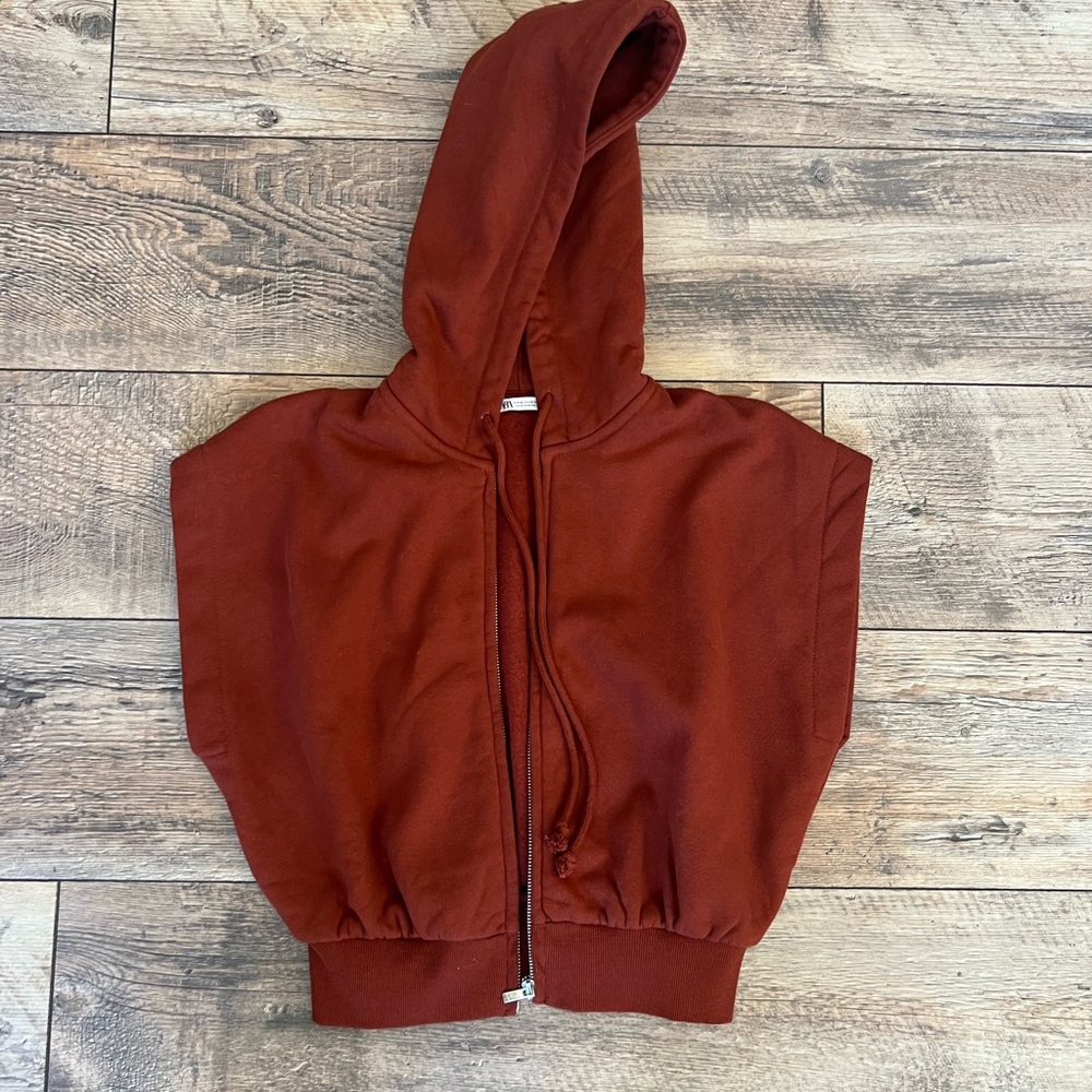 Zara Brick Red Knit Hoodie